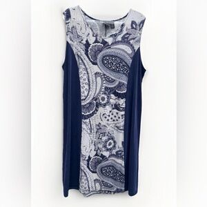 Chico's Travelers Dress Sz 3/XL Paisley Midi Shift Sleeveless  Stretch Travel